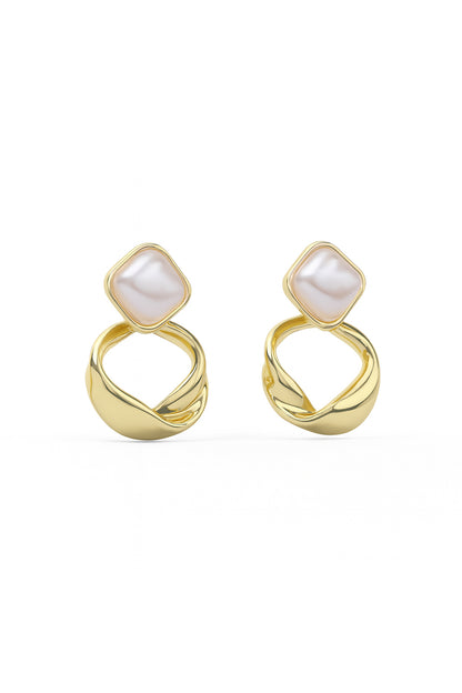 Jewello sterling golden plated and pearl stud Korean earring for women and girls.