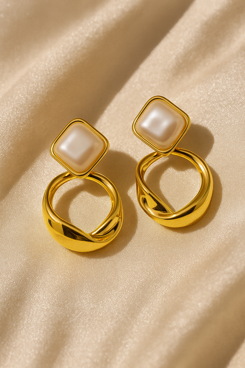 Jewello sterling golden plated and pearl stud Korean earring for women and girls.