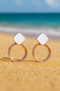 Jewello elegant rose gold circle earring with pearl accent Korean earring gift for women and girls.