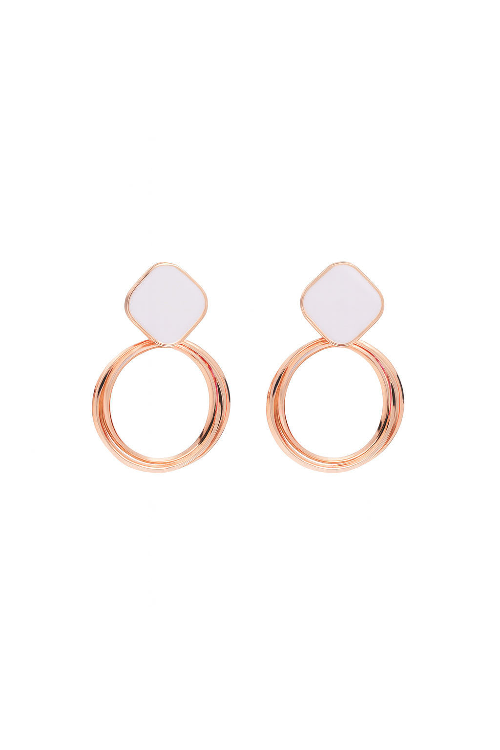 Jewello elegant rose gold circle earring with pearl accent Korean earring gift for women and girls.