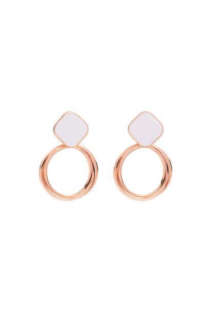 Jewello elegant rose gold circle earring with pearl accent Korean earring gift for women and girls.
