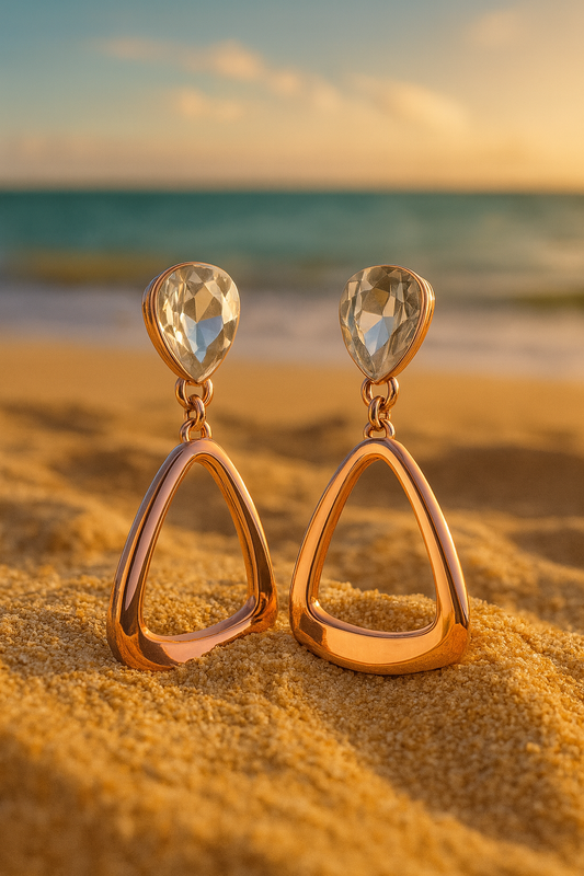 Jewello sterling fashionable rose gold plated droplet Korean earring for women and girls.