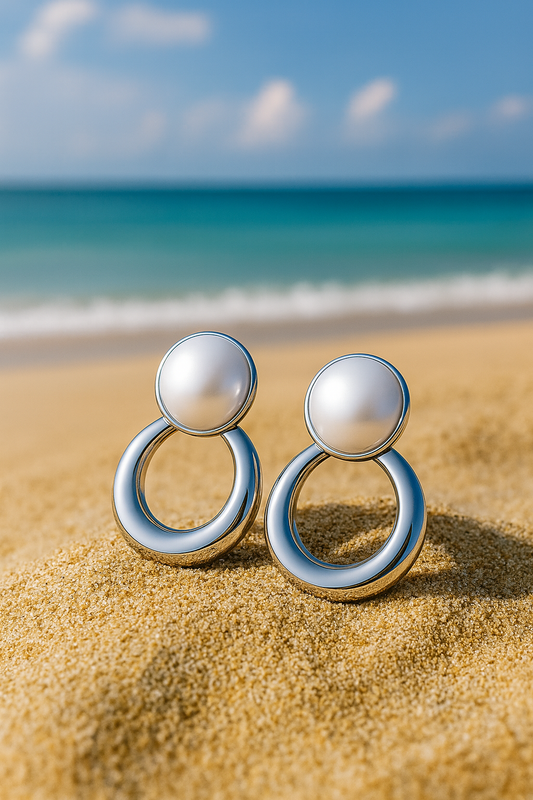 Jewello fancy sterling silver plated with pearl stud anti tarnish Korean earring for women and girls.
