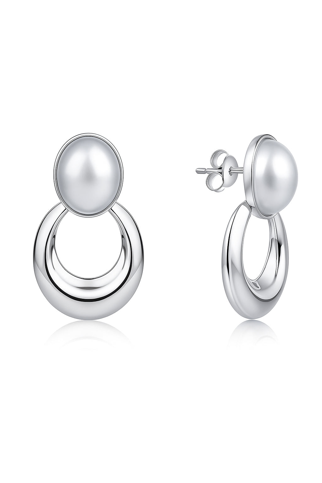 Jewello fancy sterling silver plated with pearl stud anti tarnish Korean earring for women and girls.