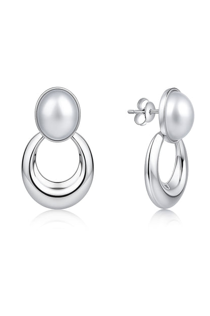 Jewello fancy sterling silver plated with pearl stud anti tarnish Korean earring for women and girls.
