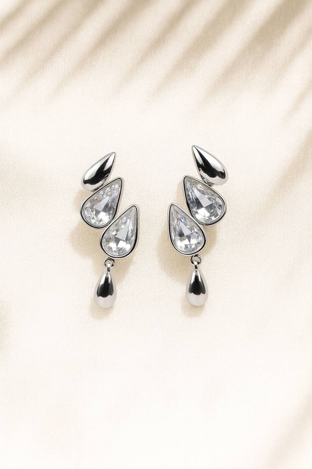 Jewello sterling silver plated droplet stone stud anti tarnish Korean earring for women and girls. Gift for her.