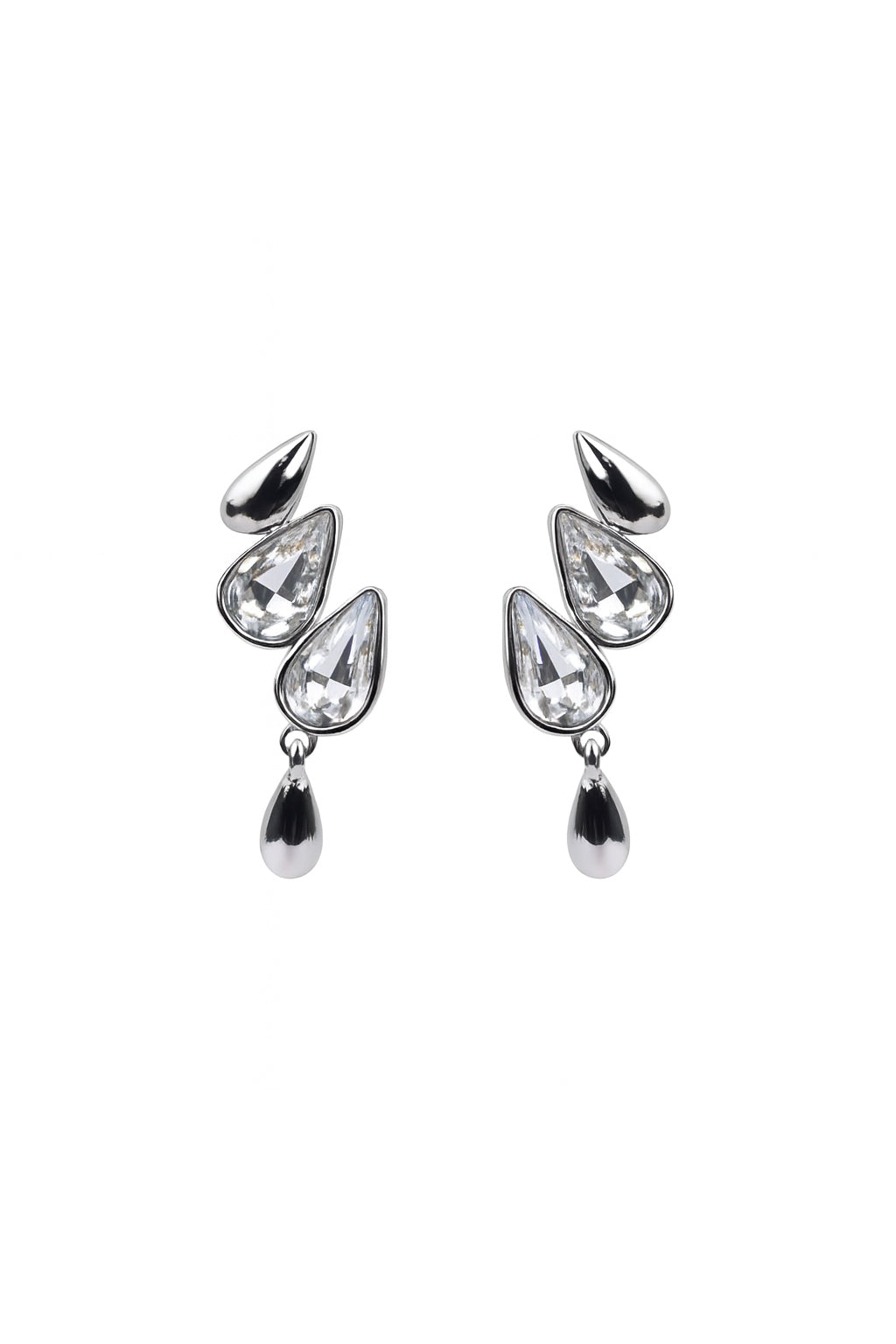 Jewello sterling silver plated droplet stone stud anti tarnish Korean earring for women and girls. Gift for her.