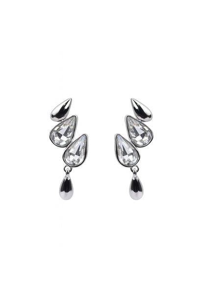 Jewello sterling silver plated droplet stone stud anti tarnish Korean earring for women and girls. Gift for her.