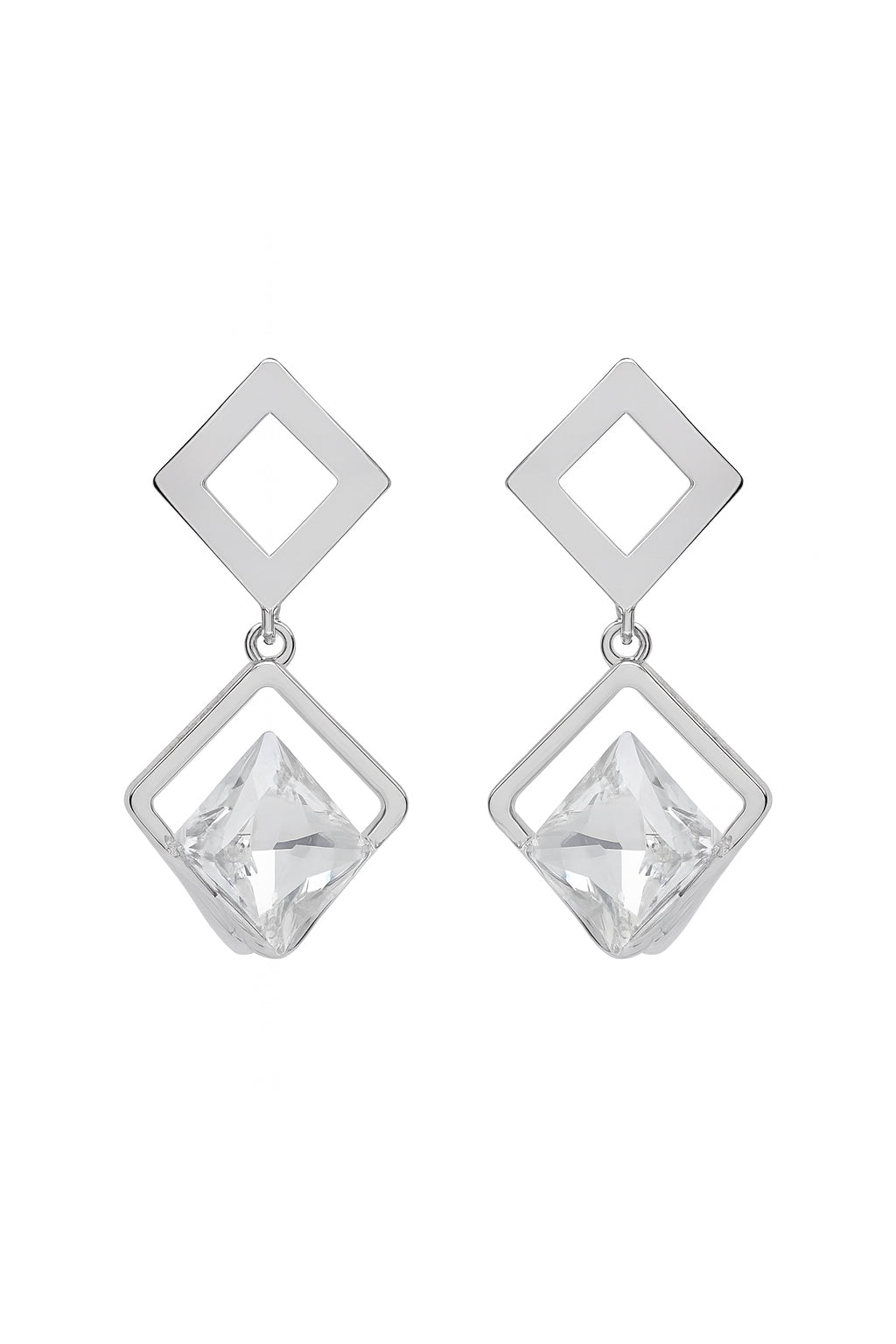 Jewello dainty earring silver plated square shape stone stud Korean earring for women and girls.