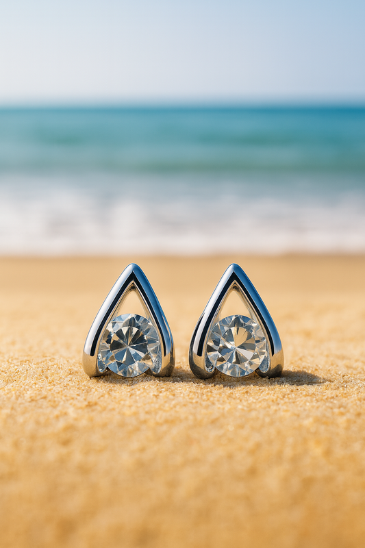 Jewello stylish sterling silver plated droplet design anti tarnish Korean earring for women and girls.
