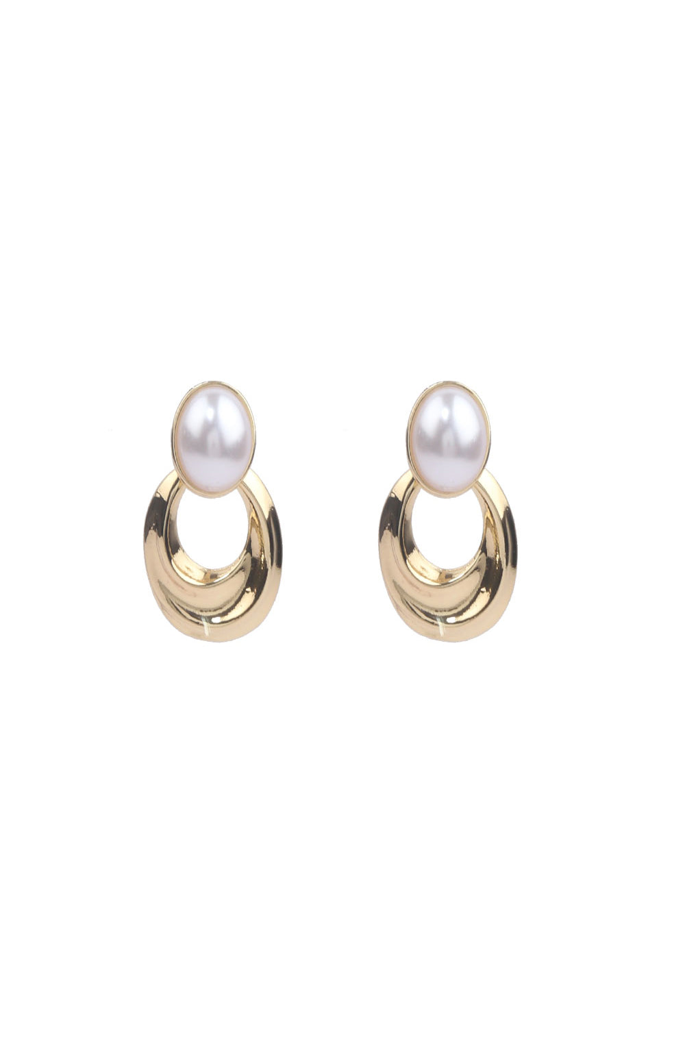 Jewello Elegant Gold-Plated with oval pearl stud Korean Earrings for women & girls.