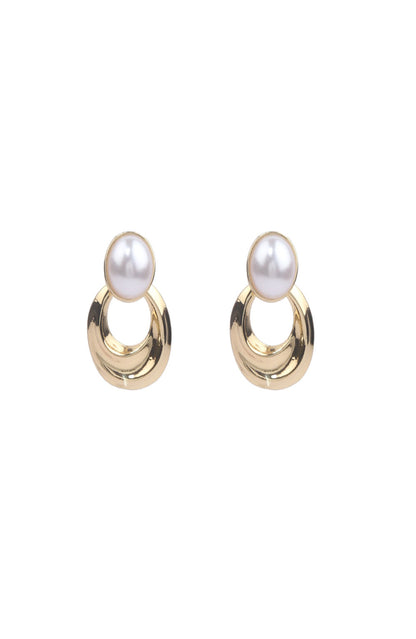 Jewello Elegant Gold-Plated with oval pearl stud Korean Earrings for women & girls.