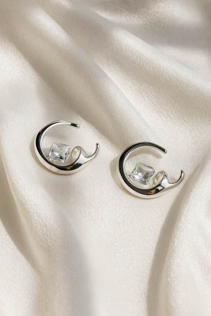 Jewello  sterling silver plated with  bali shape stone stud anti tarnish Korean earring for women and girls.