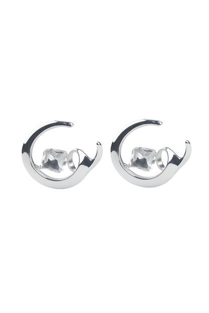 Jewello  sterling silver plated with  bali shape stone stud anti tarnish Korean earring for women and girls.