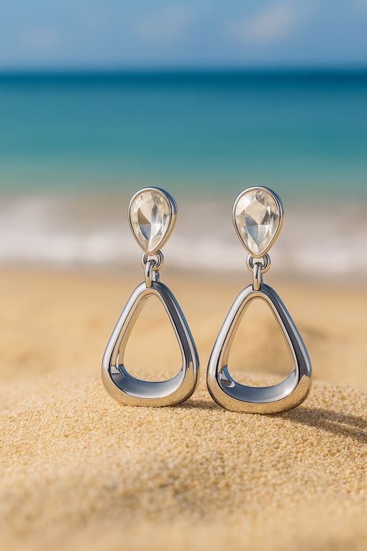 Jewello  fancy silver plated triangle shape and droplet design anti tarnish earring for women and girls.