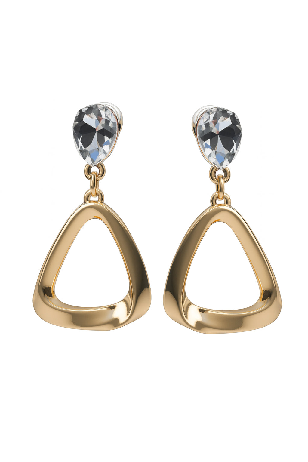 Jewello stylish golden plated tringle shape and drop shape stone stud anti tarnish earring for women and girl.