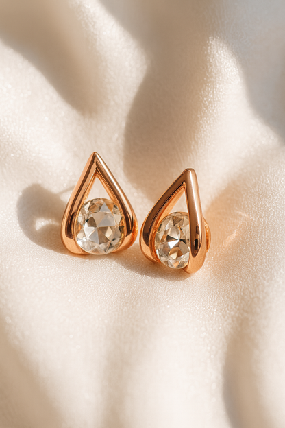 Jewello  dainty rose gold finish with droplet design anti tarnish Korean earring for women and girls.