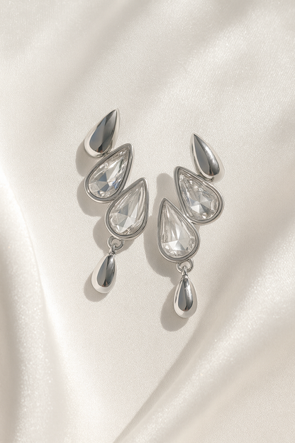 Jewello elegant sterling silver plated droplet design anti tarnish Korean earring for women and girls.