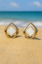 Jewello dainty sterling gold plated square design anti tarnish earring for women and girls.