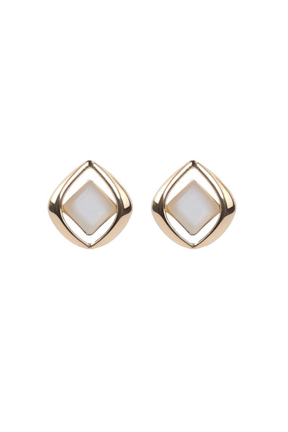 Jewello dainty sterling gold plated square design anti tarnish earring for women and girls.