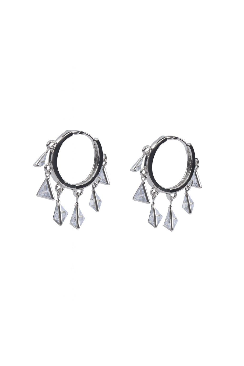 Jewello gorgeous silver-plated ring designer hanging with tringle shape stone anti tarnish Korean earring for women and girls.