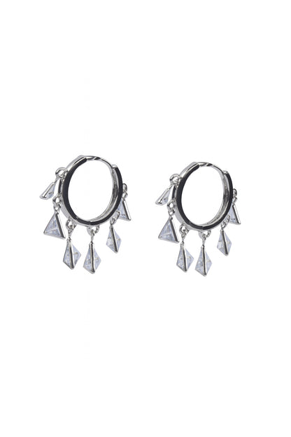 Jewello gorgeous silver-plated ring designer hanging with tringle shape stone anti tarnish Korean earring for women and girls.
