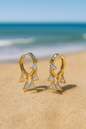 Jewello elegant gold-plated ring designer with hanging a triangle shape stone anti tarnish Korean earring for women and girls.