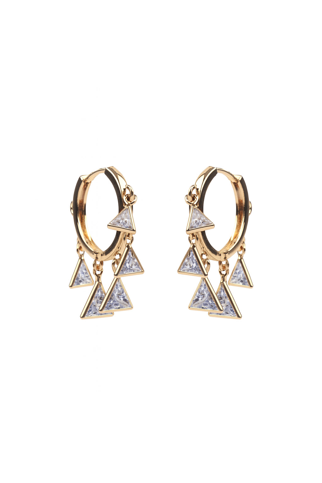 Jewello elegant gold-plated ring designer with hanging a triangle shape stone anti tarnish Korean earring for women and girls.