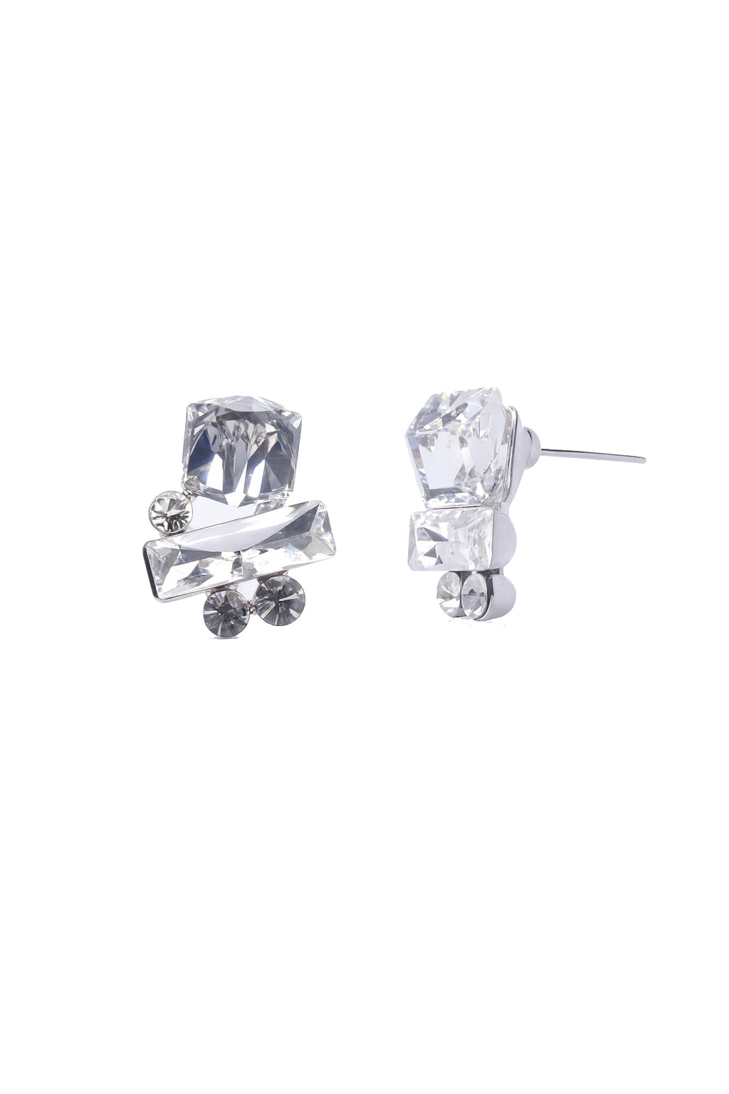 Jewello stylish sterling silver plated with shimmering white stone stud anti tarnish Korean earring for women and girls.