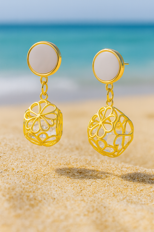 Jewello trendy sterling gold plated floral design anti tarnish Korean earring for women and girls.