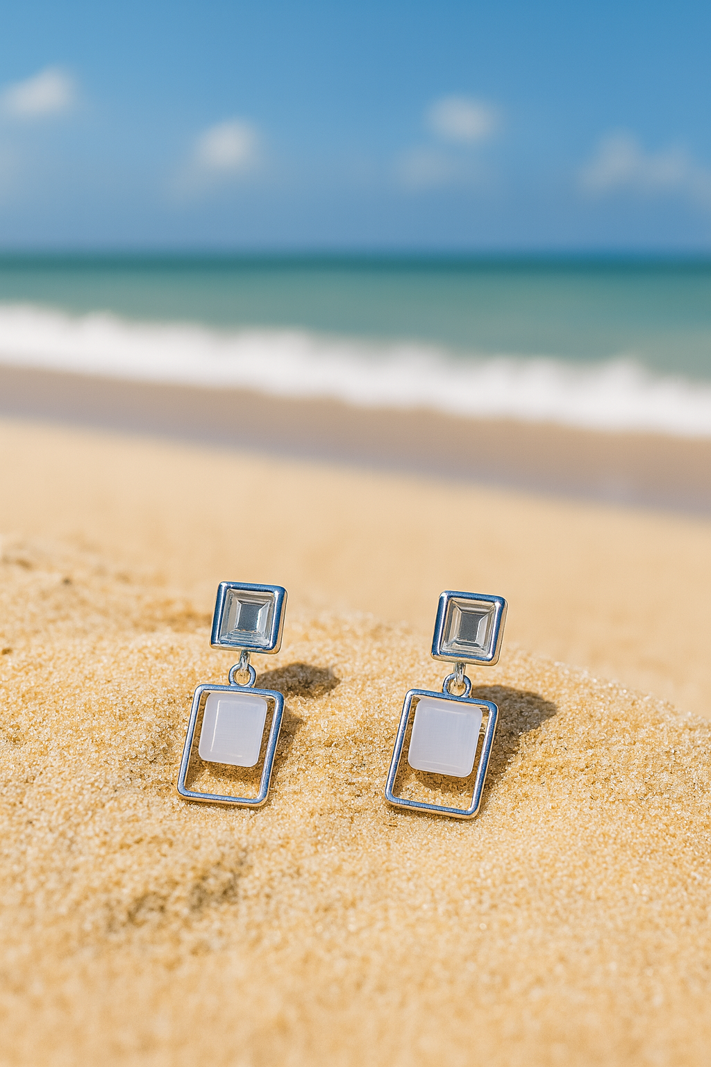 Jewello gorgeous silver-plated square design anti tarnish Korean earring for women and girls.