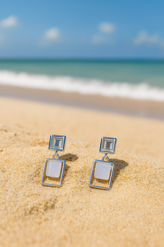 Jewello gorgeous silver-plated square design anti tarnish Korean earring for women and girls.
