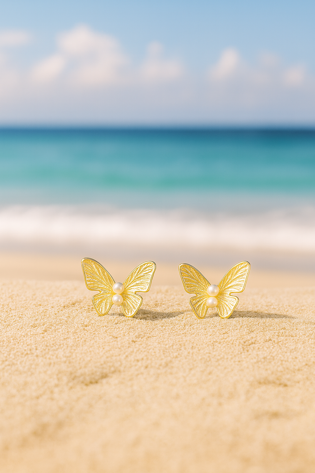 Jewello elegant sterling gold plated butterfly design anti tarnish Korean earring for women and girls.