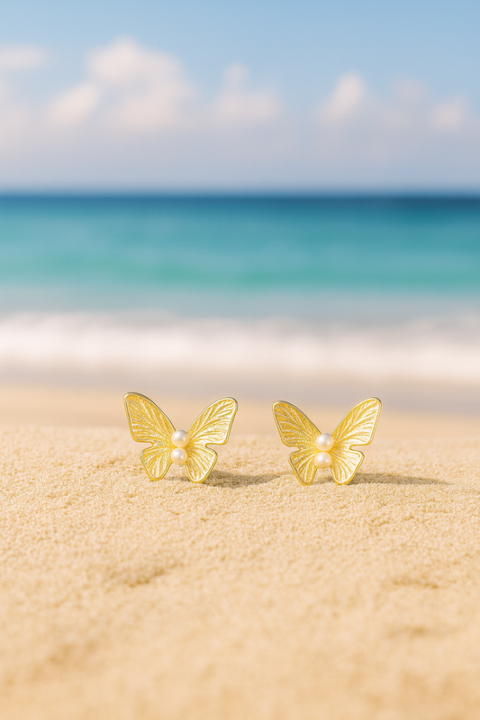 Jewello elegant sterling gold plated butterfly design anti tarnish Korean earring for women and girls.