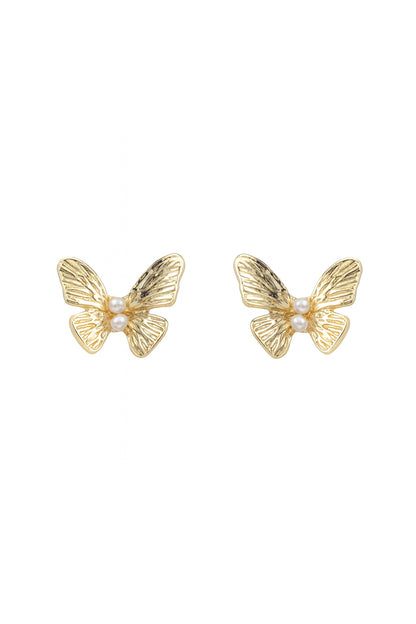 Jewello elegant sterling gold plated butterfly design anti tarnish Korean earring for women and girls.