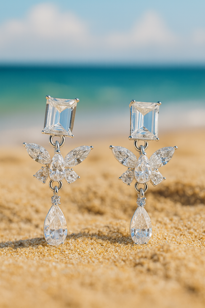Jewello delicate silver-plated butterfly design with studded shimmering white stone anti tarnish earring for women and girls.
