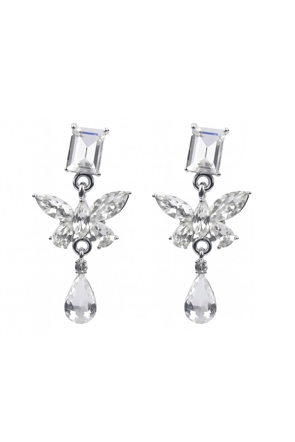 Jewello delicate silver-plated butterfly design with studded shimmering white stone anti tarnish earring for women and girls.
