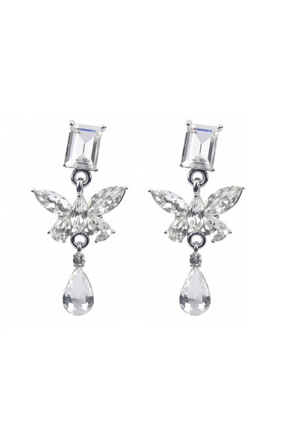 Jewello delicate silver-plated butterfly design with studded shimmering white stone anti tarnish earring for women and girls.