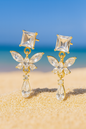 Jewello sparking sterling gold plated butterfly design with studded shimmering white stone anti tarnish Korean earring for women and girls.