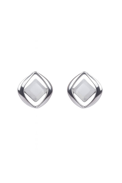 Jewello  stylish dainty silver-plated square design anti tarnish Korean earring for women and girls.