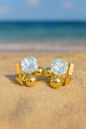 Jewello dainty sterling gold plated with diamond stud anti tarnish Korean earring for women and girls.