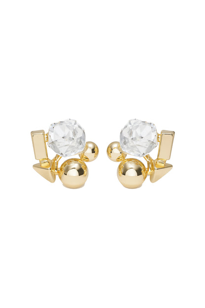 Jewello dainty sterling gold plated with diamond stud anti tarnish Korean earring for women and girls.