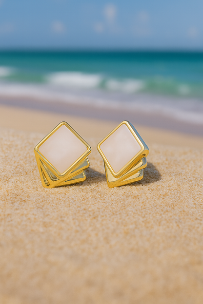 Jewello dainty sterling rose gold plated square design anti tarnish Korean earring for women and girls. Daily wear earring, office wear earring, party wear earring. Gift for her