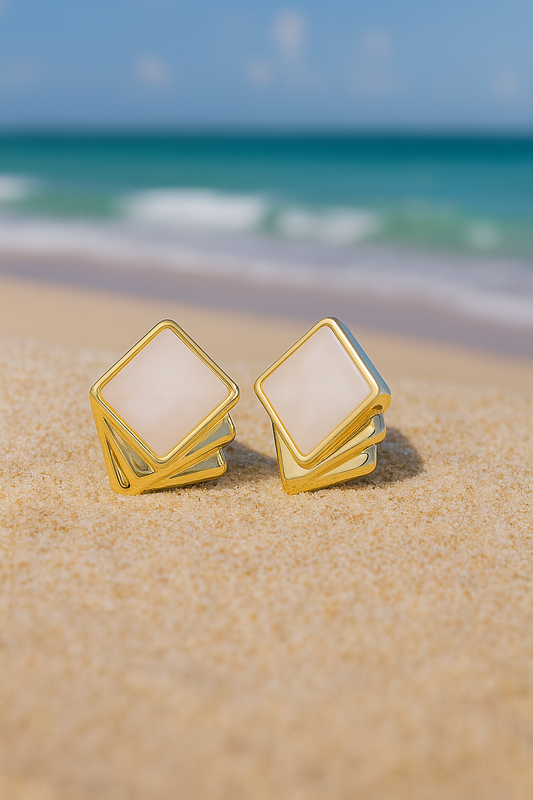 Jewello dainty sterling rose gold plated square design anti tarnish Korean earring for women and girls. Daily wear earring, office wear earring, party wear earring. Gift for her