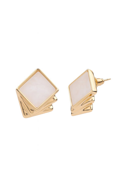 Jewello dainty sterling rose gold plated square design anti tarnish Korean earring for women and girls. Daily wear earring, office wear earring, party wear earring. Gift for her