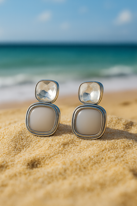 Jewello sterling oxidised silver plated and shimmering white diamond stud anti tarnish Korean earring for women and girls.