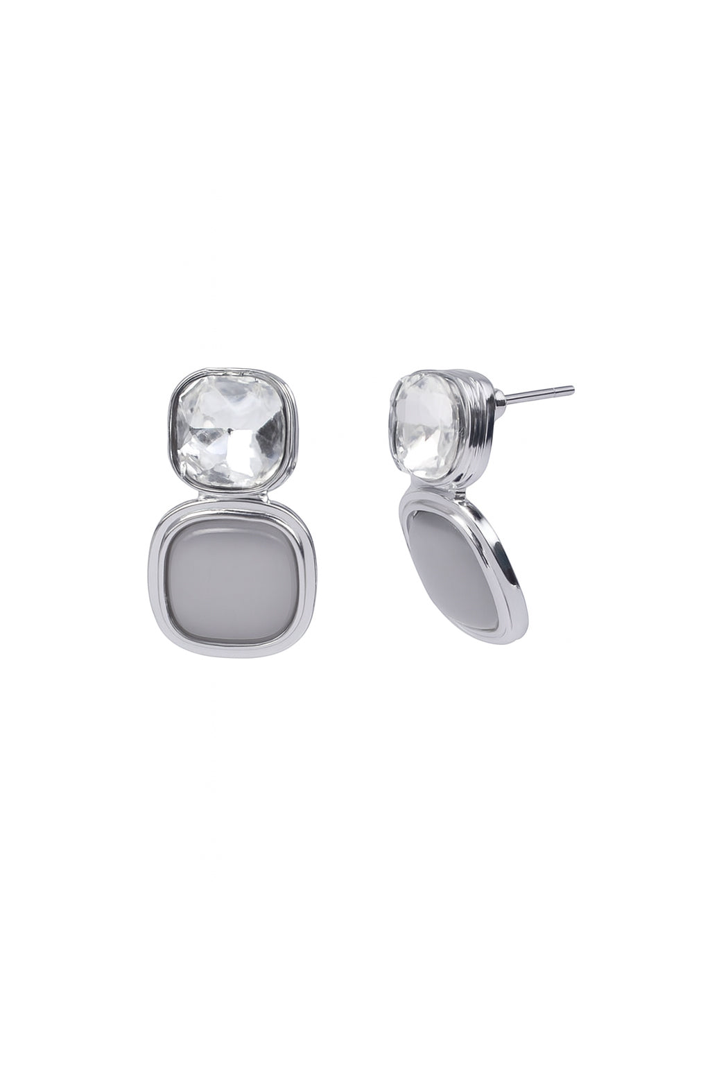 Jewello sterling oxidised silver plated and shimmering white diamond stud anti tarnish Korean earring for women and girls.