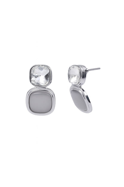 Jewello sterling oxidised silver plated and shimmering white diamond stud anti tarnish Korean earring for women and girls.