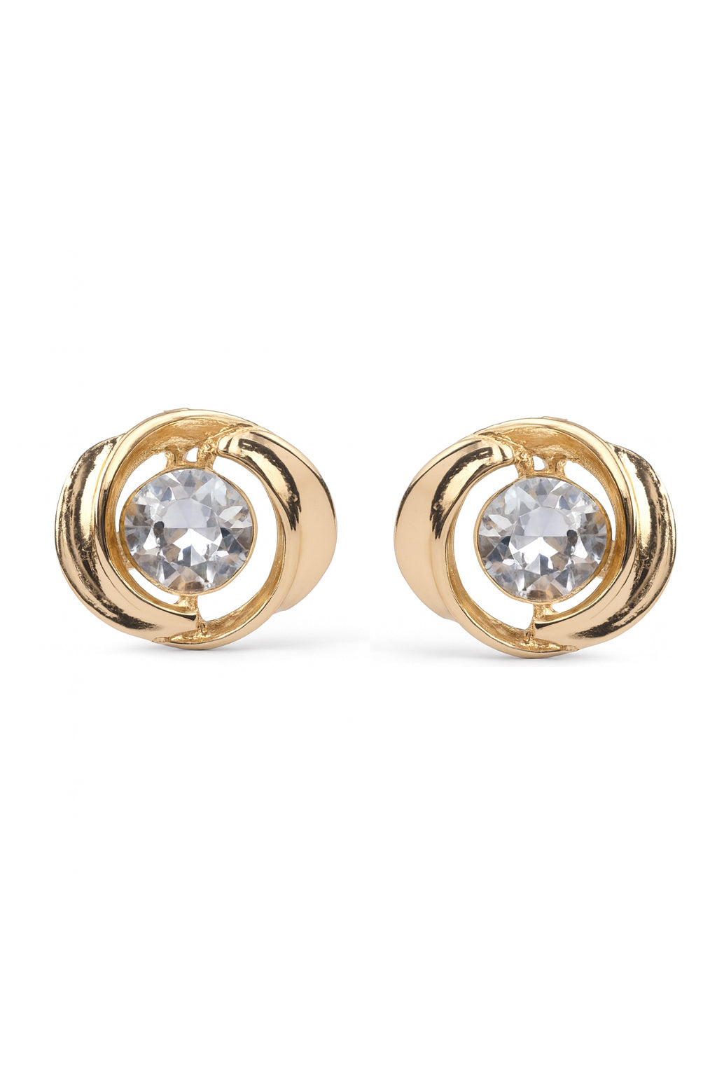 Jewello dainty sterling gorgeous gold plated and shimmering white stone stud anti tarnish Korean earring for women and girls.