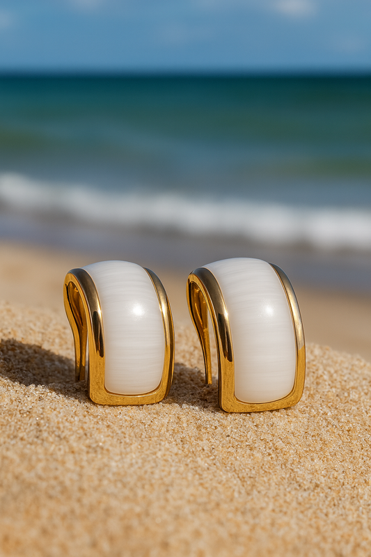 Jewello dainty delicate gold toned half-moon shape Bali clip on hoop anti tarnish Korean earring for women and girls.